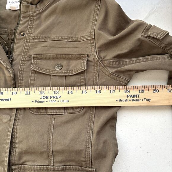 KENSIE JEANS Jacket Army Green Military Style Utility Denim Pockets - Picture 4 of 8